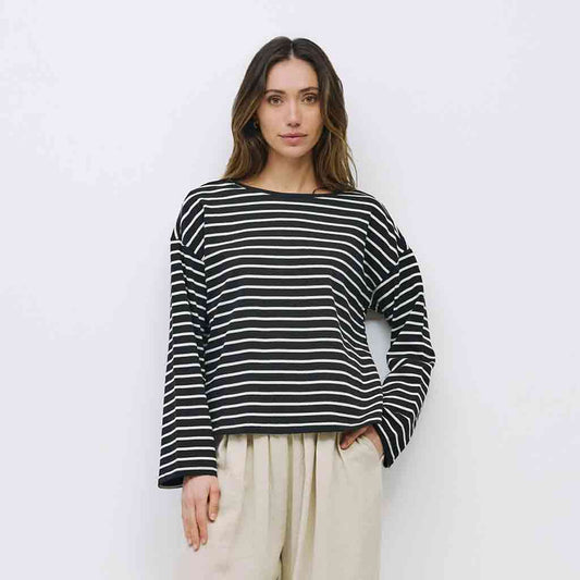 Moore Oversized Striped Long Sleeve - Black/White - re - souL