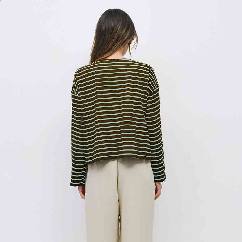 Moore Oversized Striped Long Sleeve - Brown/Blue - re - souL