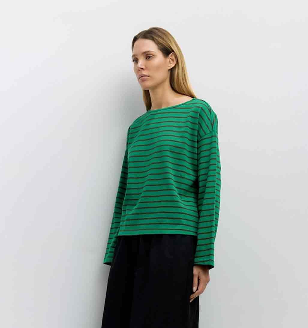 Moore Oversized Striped Long Sleeve - Green/Brown - re - souL