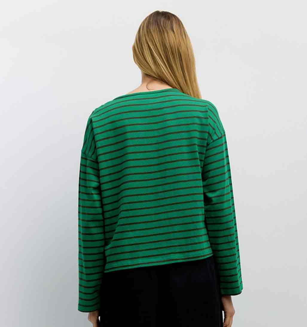 Moore Oversized Striped Long Sleeve - Green/Brown - re - souL