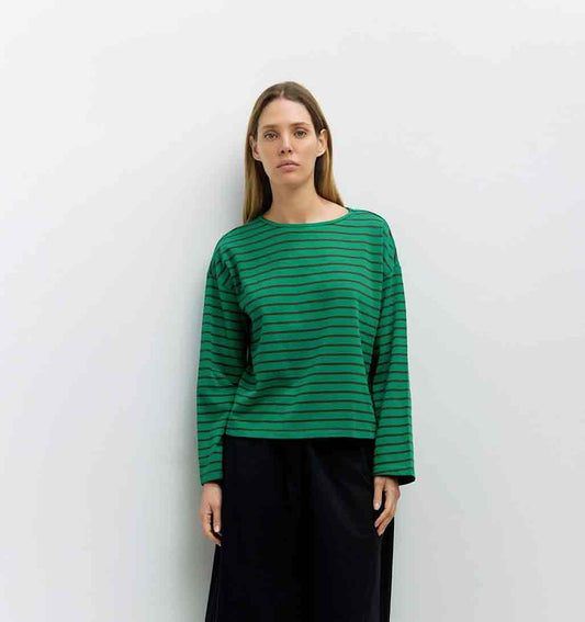 Moore Oversized Striped Long Sleeve - Green/Brown - re - souL