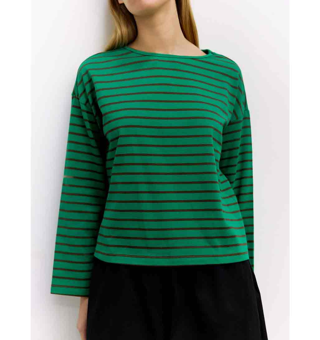 Moore Oversized Striped Long Sleeve - Green/Brown - re - souL