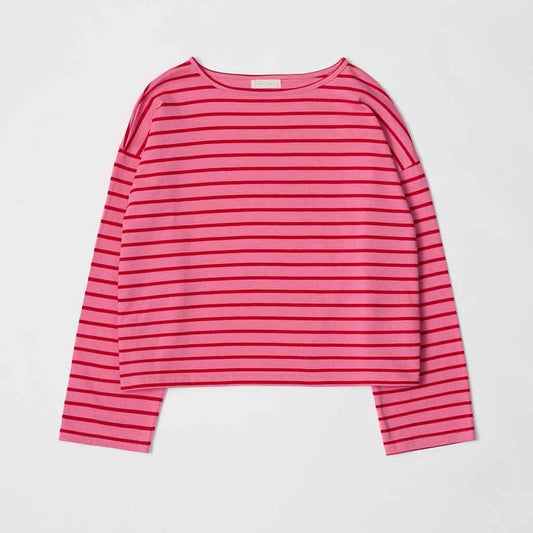 Moore Oversized Striped Long Sleeve - Pink/Red - re - souL