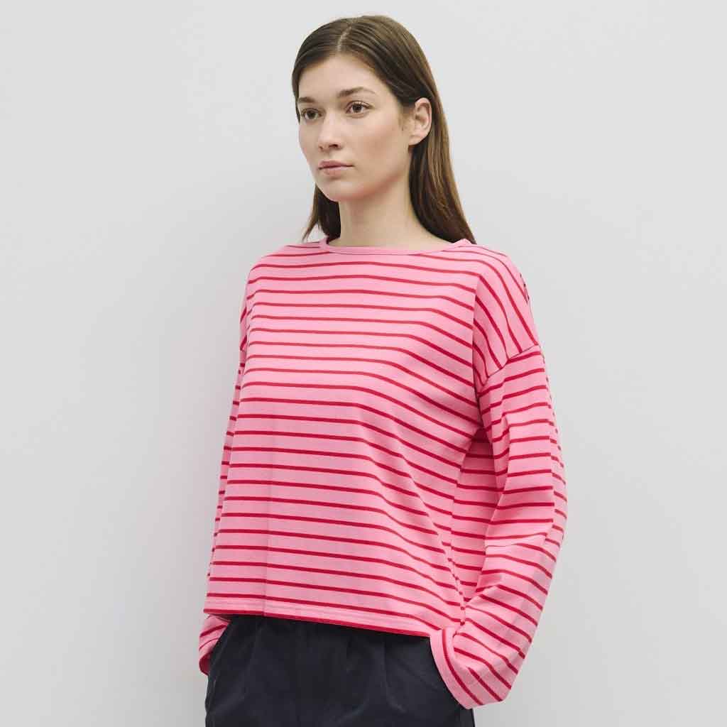 Moore Oversized Striped Long Sleeve - Pink/Red - re - souL