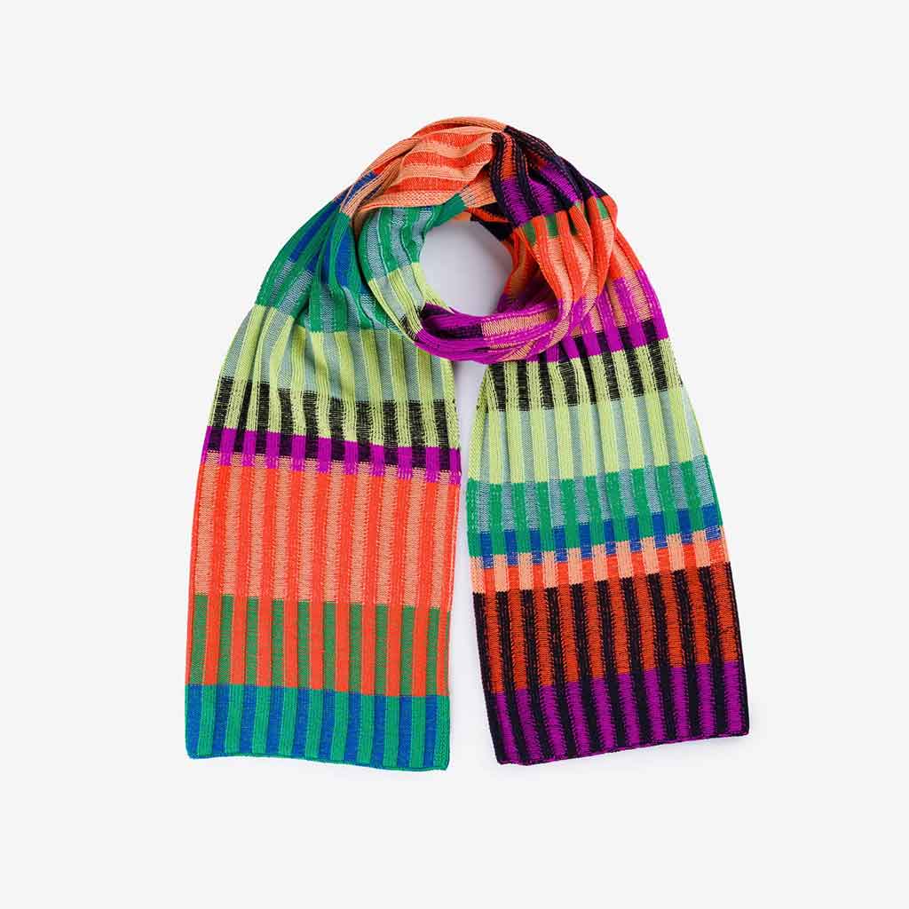 Mosaic Stripe Knit Scarf - re - souL