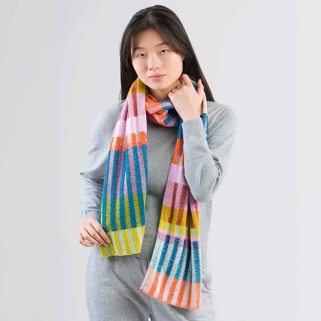 Mosaic Stripe Knit Scarf - re - souL