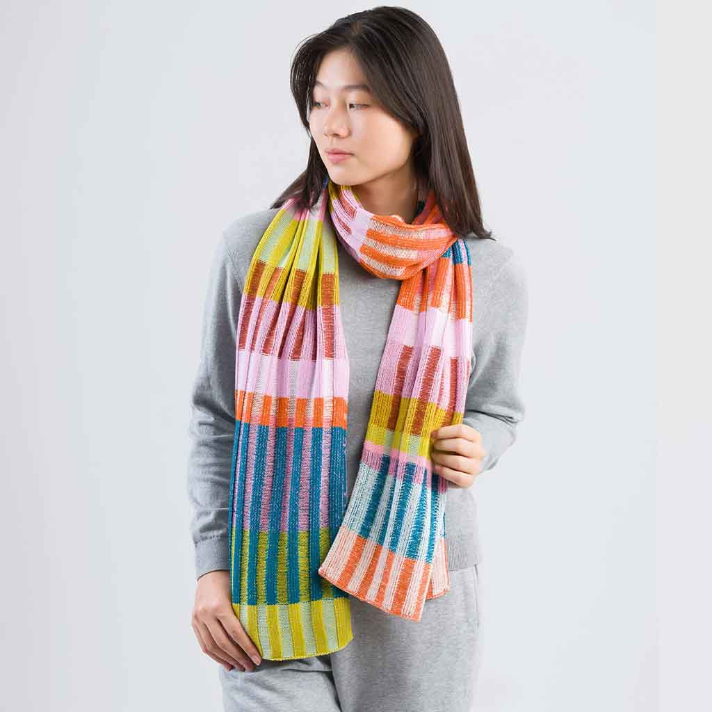 Mosaic Stripe Knit Scarf - re - souL