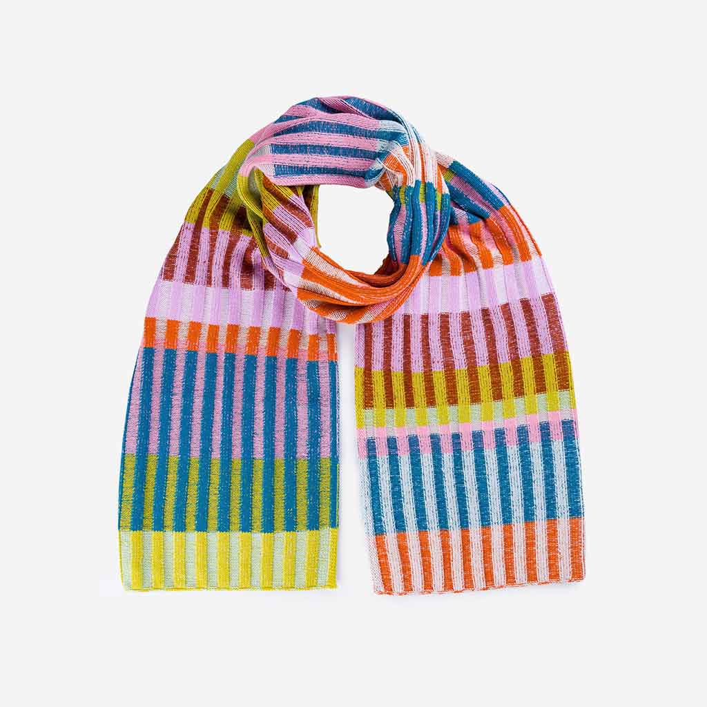 Mosaic Stripe Knit Scarf - re - souL