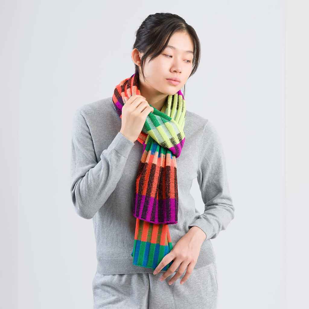 Mosaic Stripe Knit Scarf - re - souL