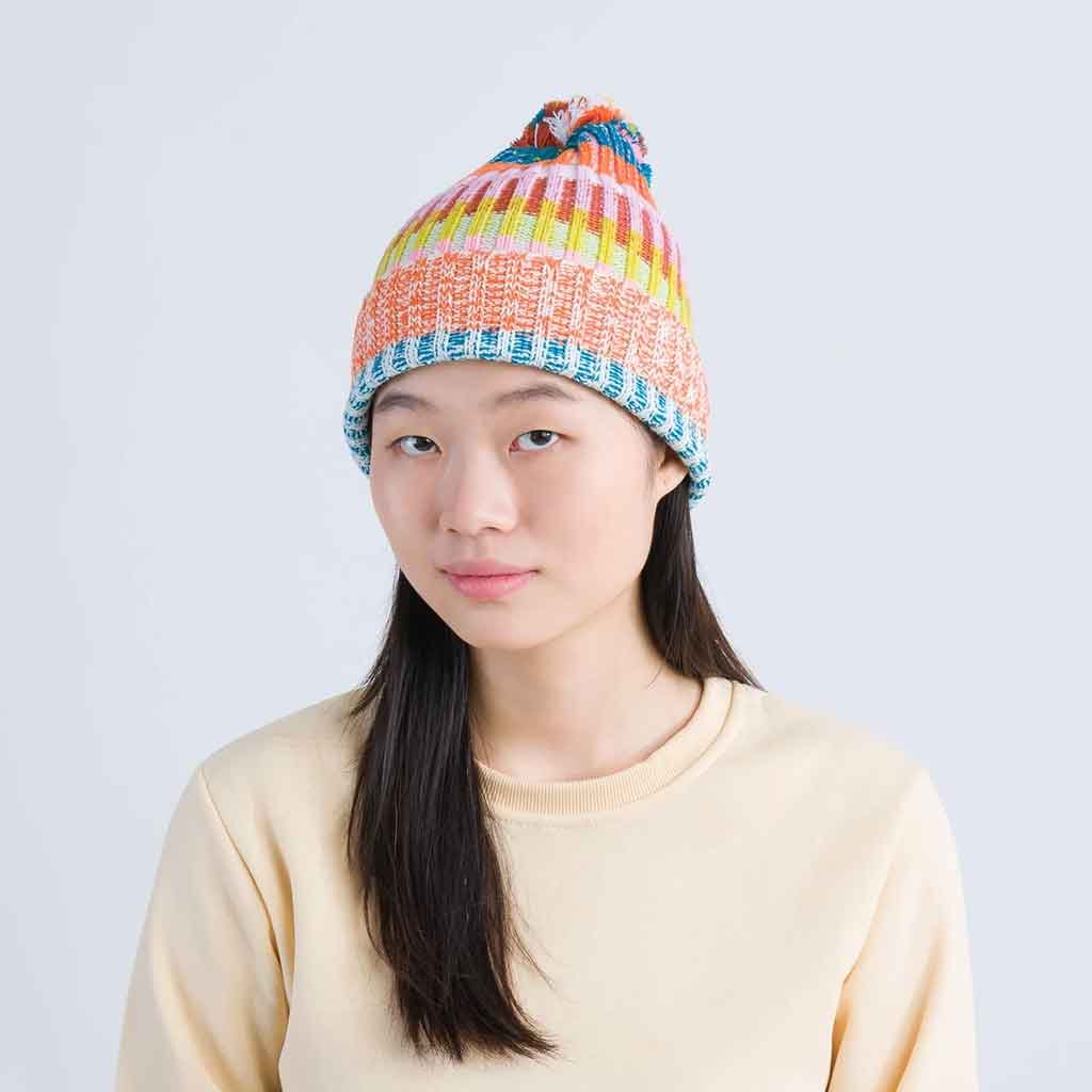 Mosaic Stripe Pom Beanie - re - souL