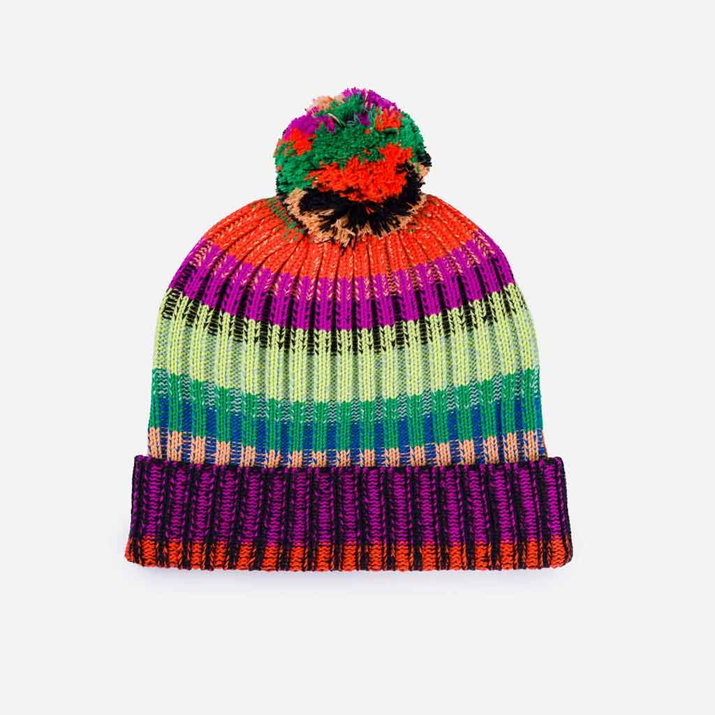 Mosaic Stripe Pom Beanie - re - souL