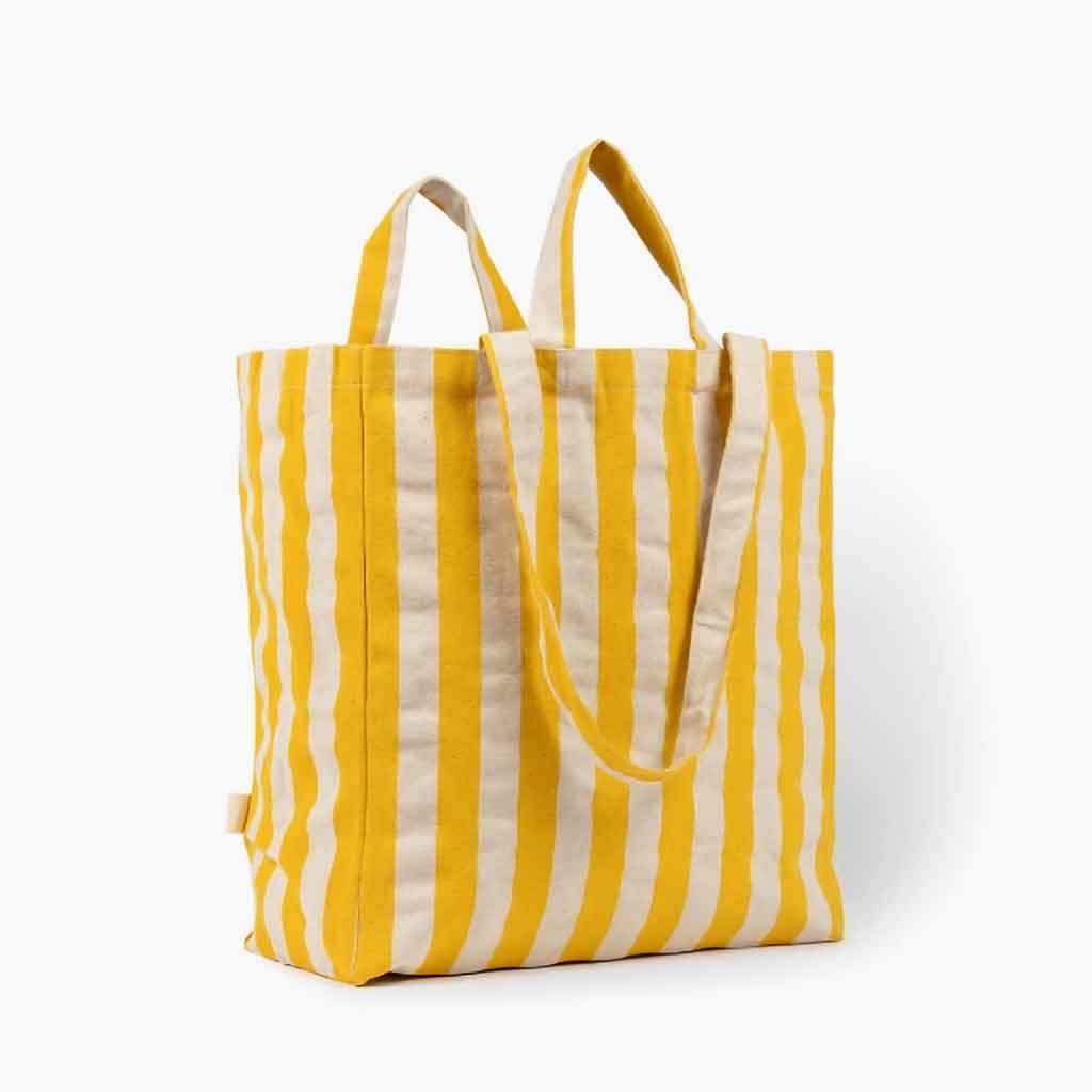 Omom Canvas Striped Tote Bag - Yellow - re - souL