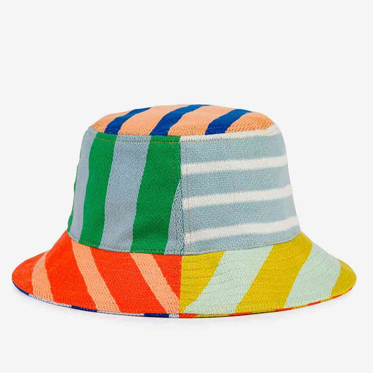 Patchwork Stripe Bucket Hat - Rainbow - re - souL