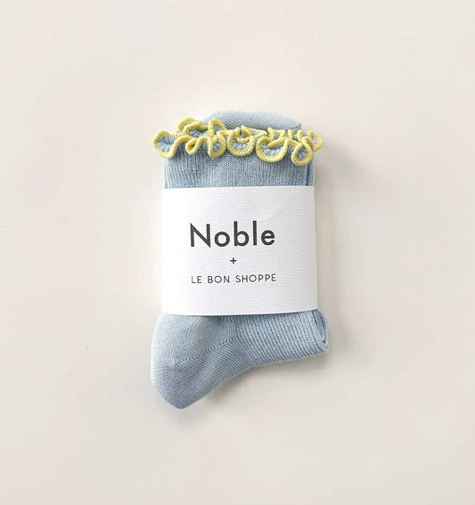 Petite Ruffled Modal Socks - Baby Blue/Butter - re - souL