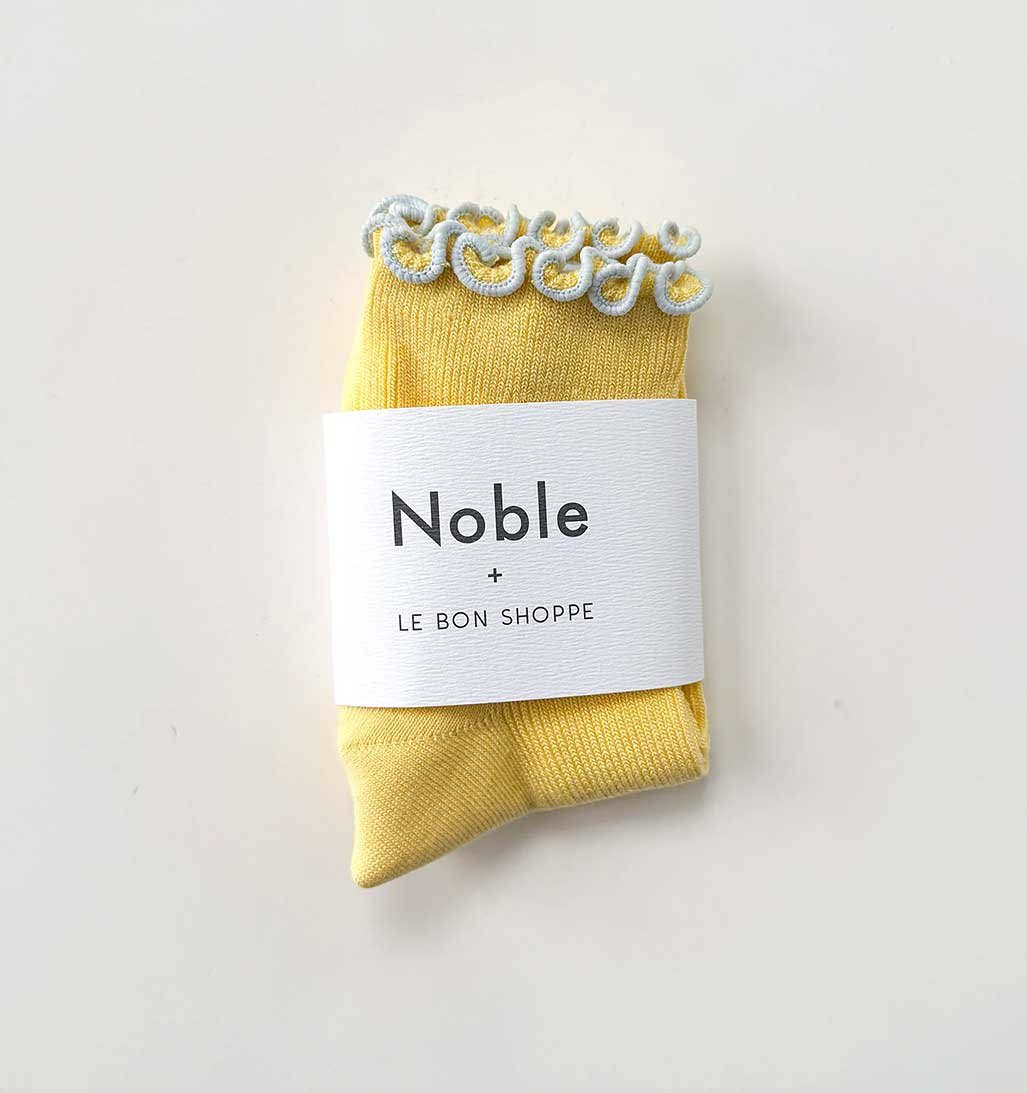 Petite Ruffled Modal Socks - Butter/Baby Blue - re - souL