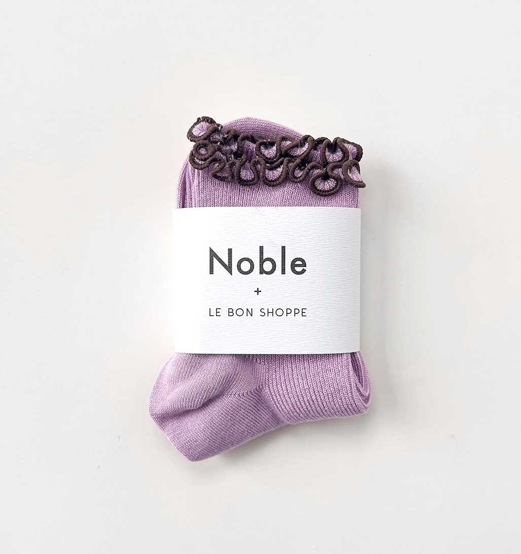 Petite Ruffled Modal Socks - Lilac/Brown - re - souL