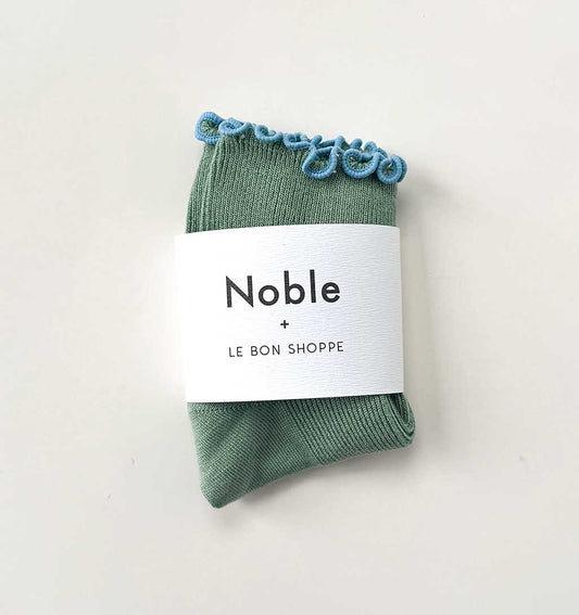 Petite Ruffled Modal Socks - Sea Glass/Powder Blue - re - souL