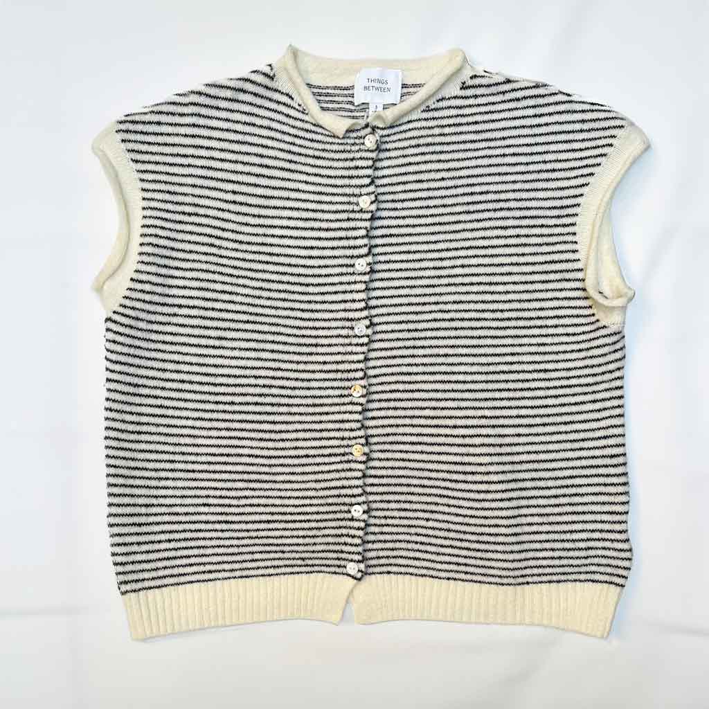 Piper Striped Sweater Vest - Black/White - re - souL