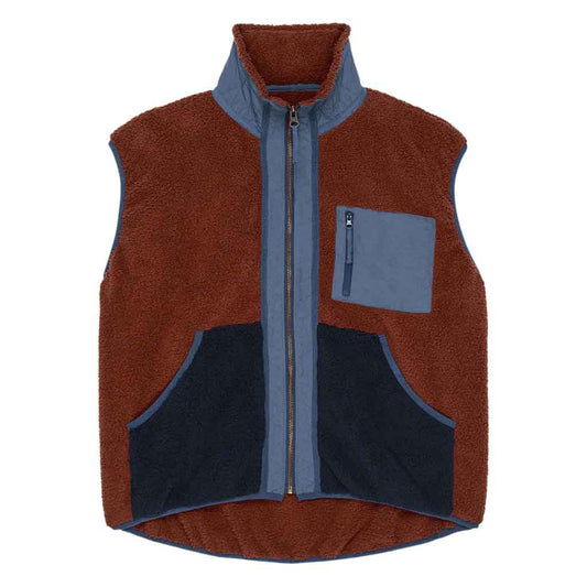 Plush Tundra Vest - Chocolate & Navy - re - souL