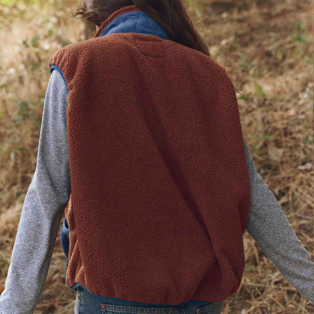 Plush Tundra Vest - Chocolate & Navy - re - souL