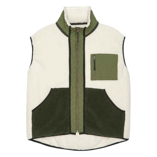 Plush Tundra Vest - Cream & Army - re - souL