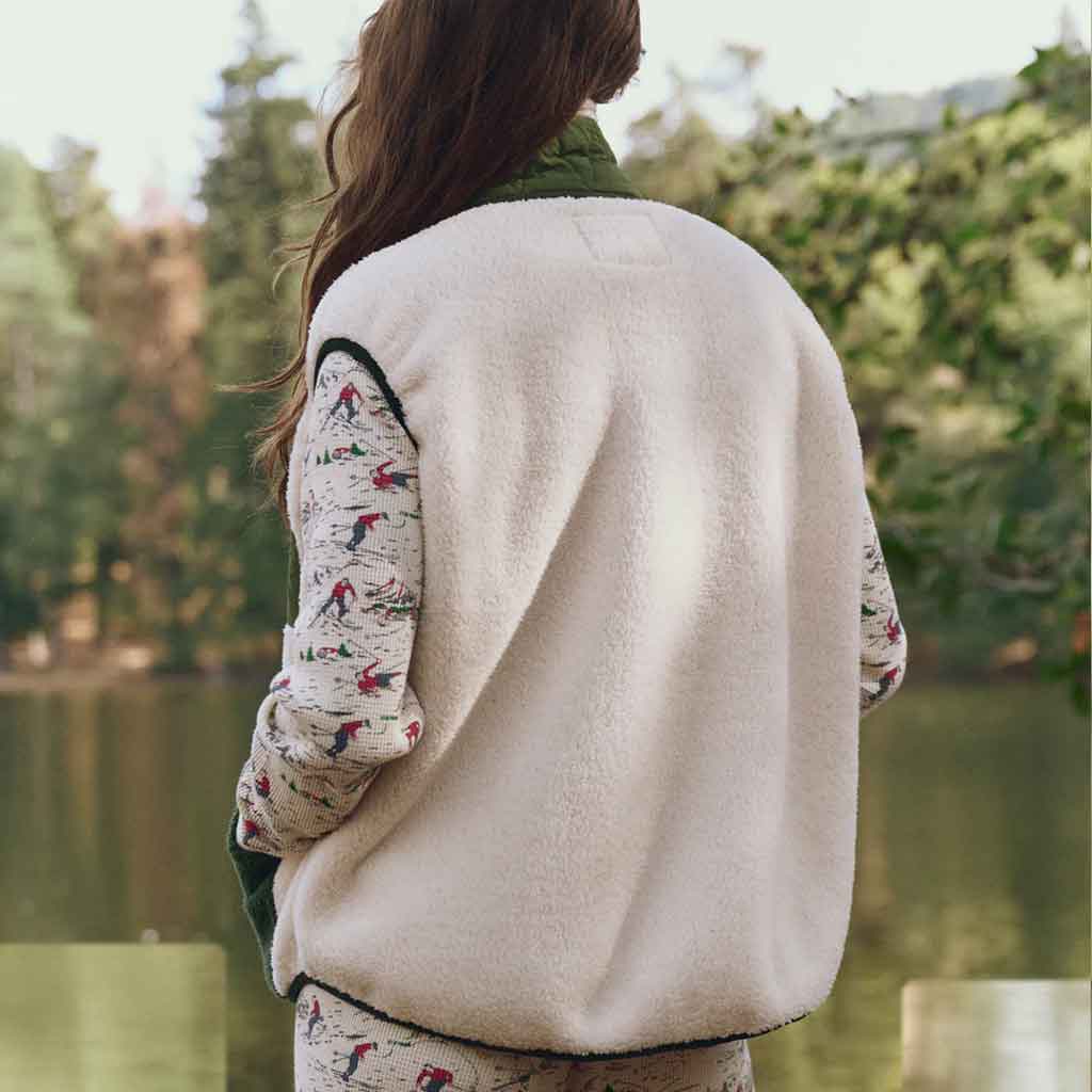 Plush Tundra Vest - Cream & Army - re - souL