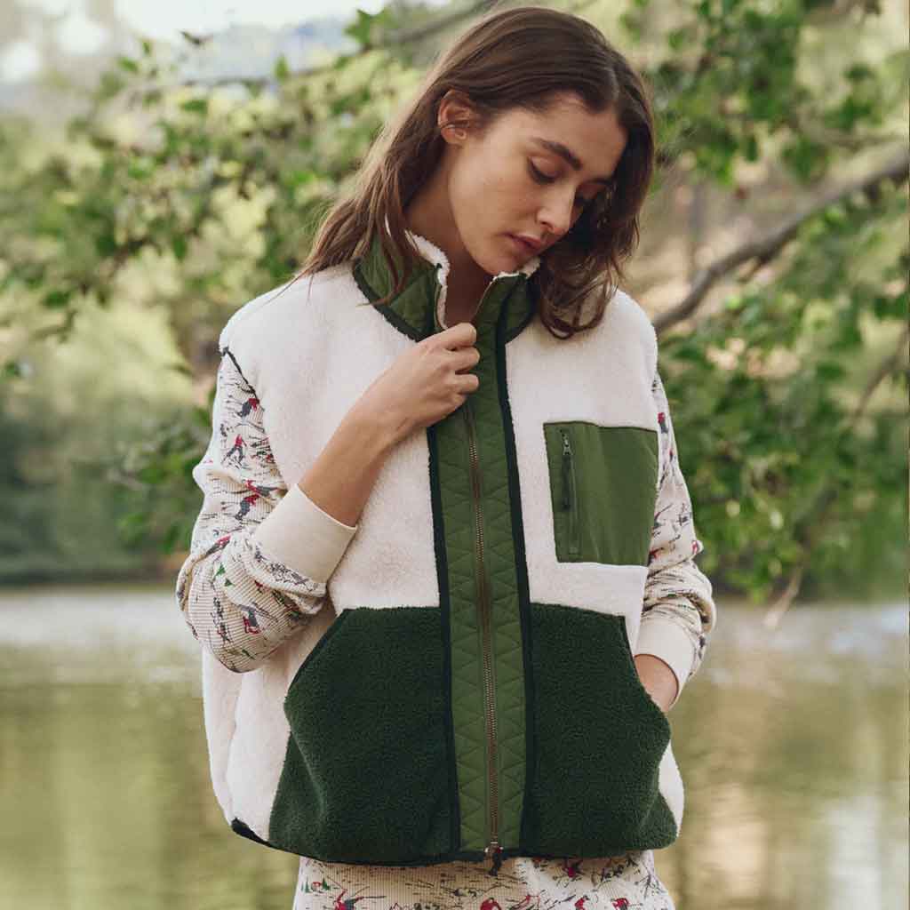 Plush Tundra Vest - Cream & Army - re - souL