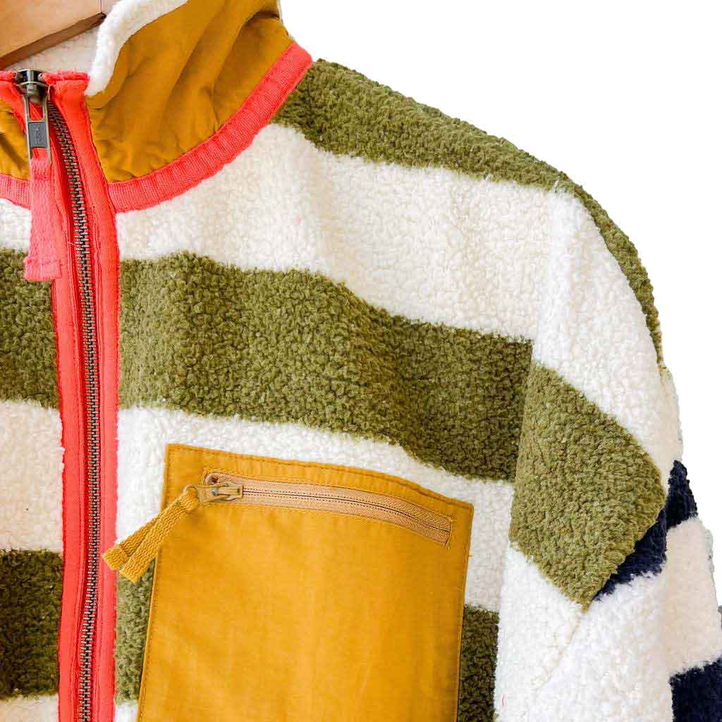Plush Zip Up Coat - Heritage Stripe - re - souL