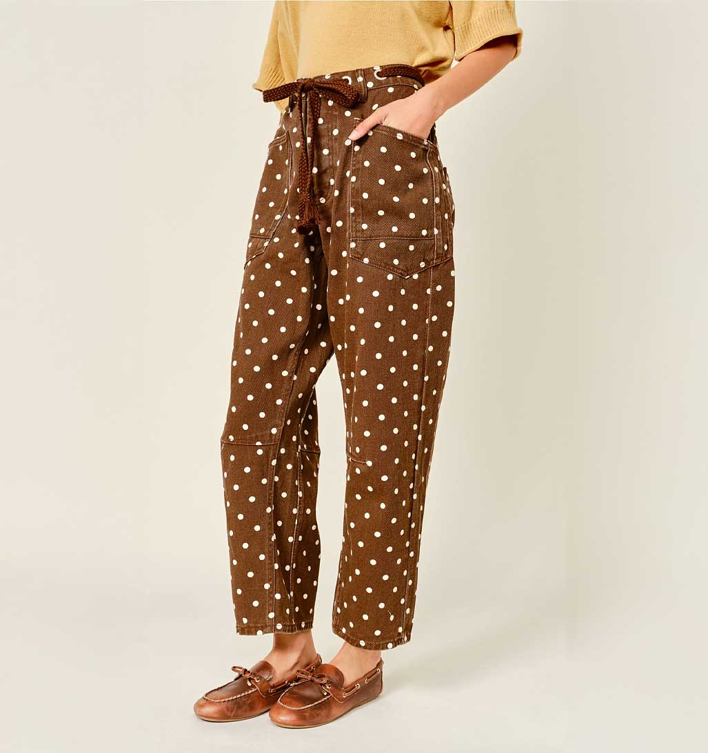 Polka Dot Barrel Pants _ Brown - re-souL