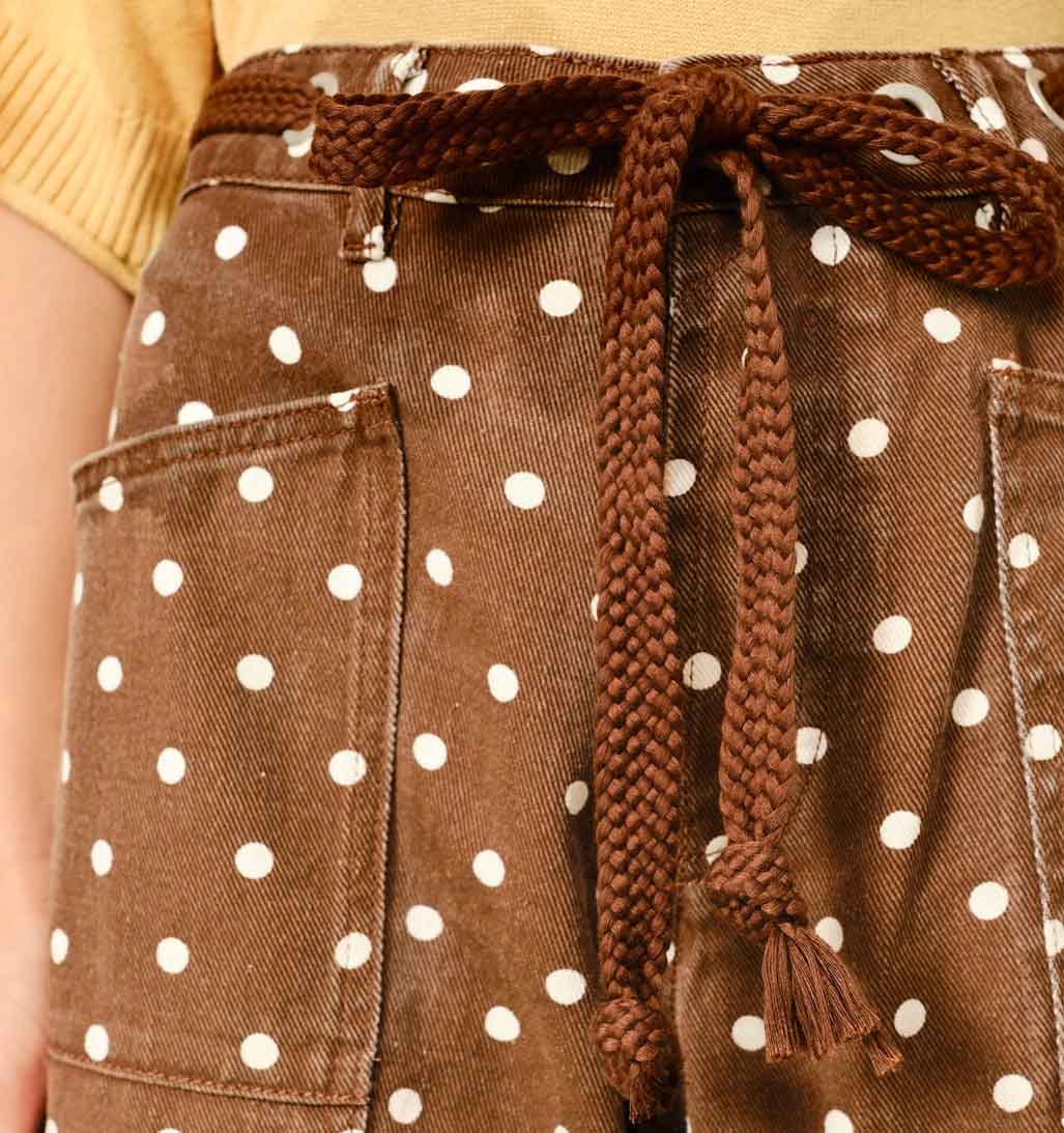 Polka Dot Barrel Pants _ Brown - re-souL