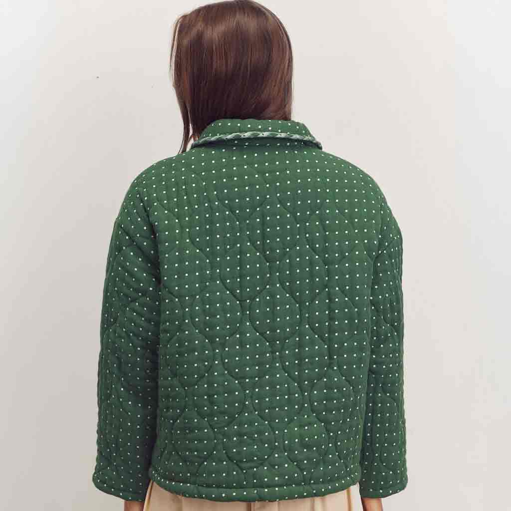 Polka Dot Quilted Jacket - Green