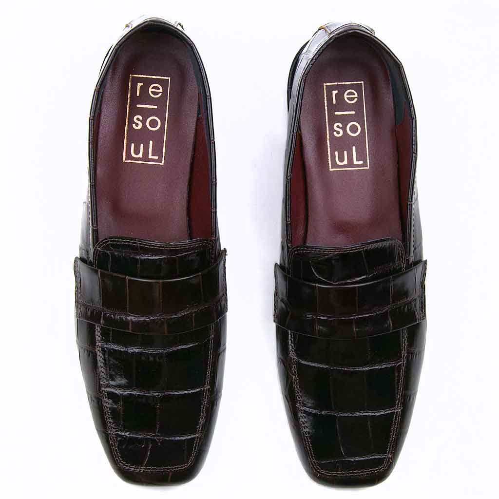 re - souL Ugo Loafer - Dk. Brown Croc Print - re - souL