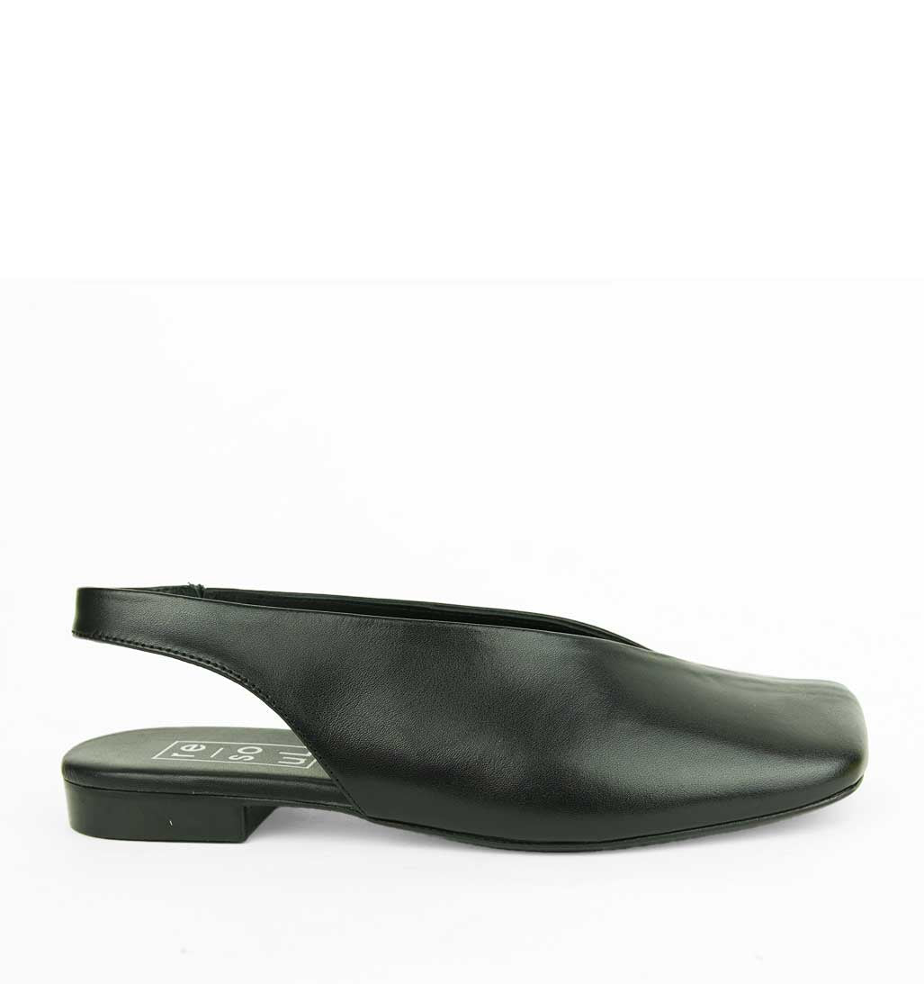 Mia Slingback Flat - Black Leather