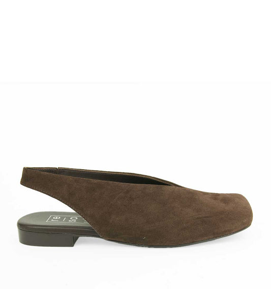 Mia Slingback Flat - Brown Suede