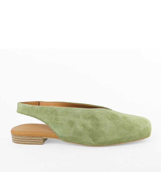 Mia Slingback Flat - Olive Suede