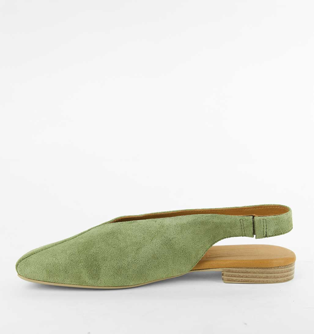 Mia Slingback Flat - Olive Suede