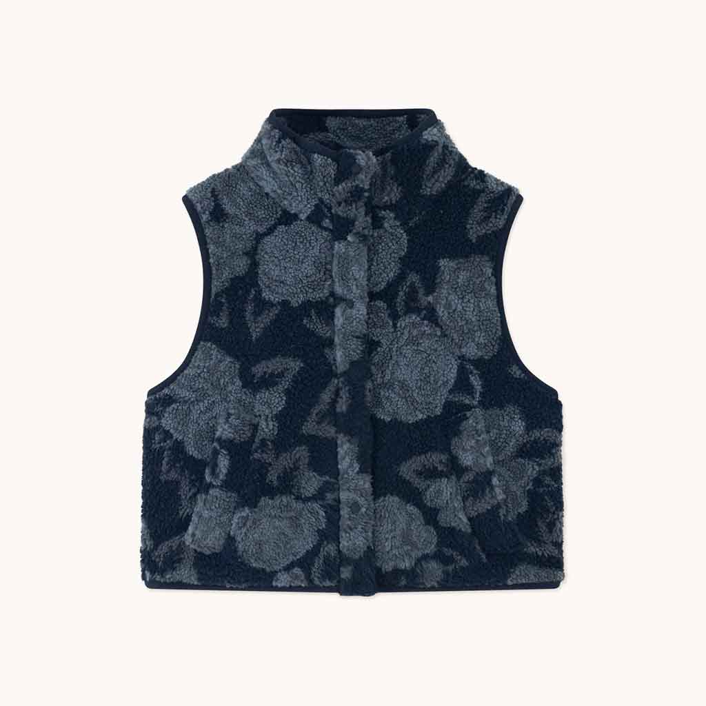 Roses Sherpa Vest - Blue - re - souL