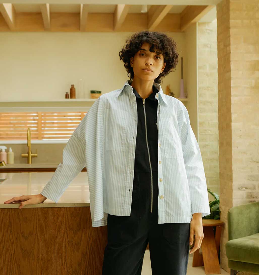 Ruskin Button Down Shirt - Sky Stripe - re - souL