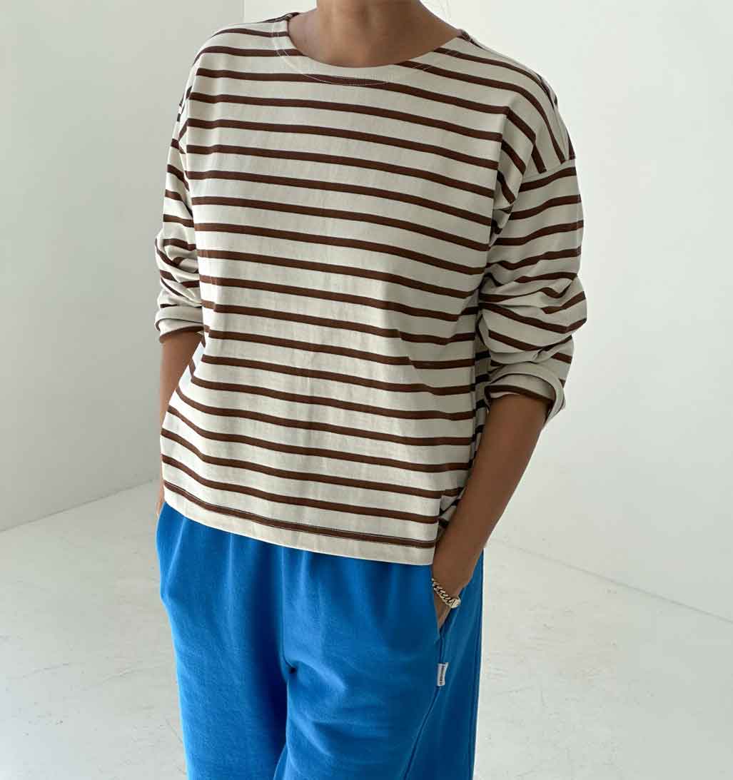 LBS Sailor Striped Top - Coffee Stripe
