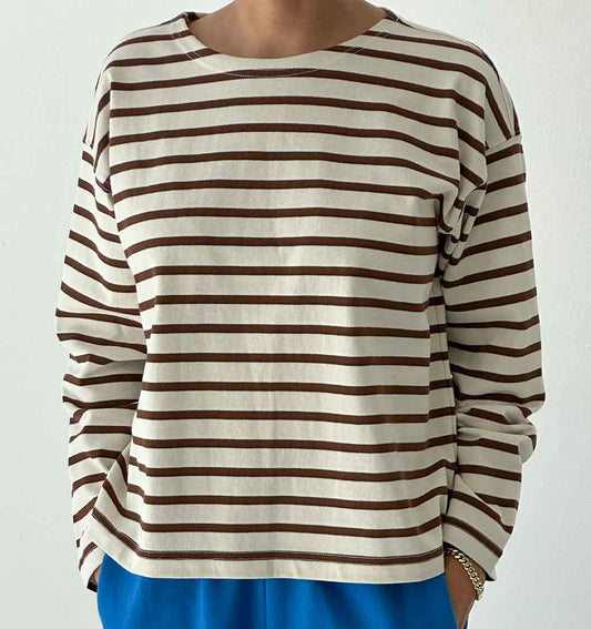 LBS Sailor Striped Top - Coffee Stripe