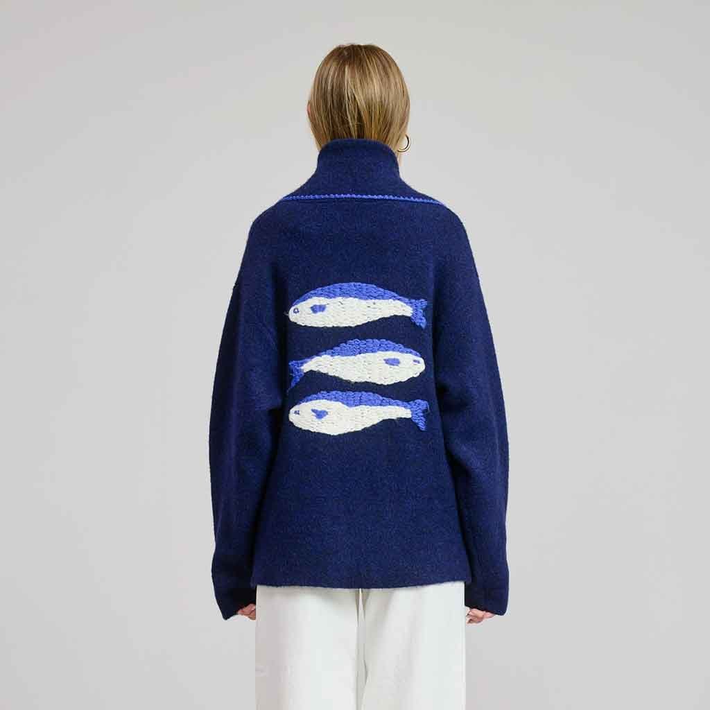 Sardine Cardigan - Navy - re - souL