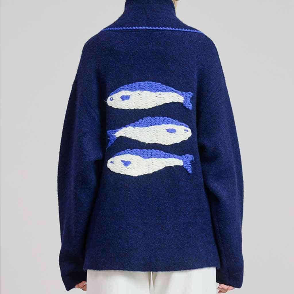 Sardine Cardigan - Navy - re - souL