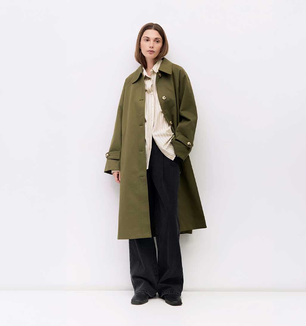 Serena Long Coat - Olive - re - souL