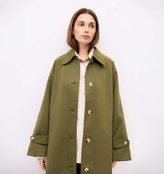 Serena Long Coat - Olive - re - souL