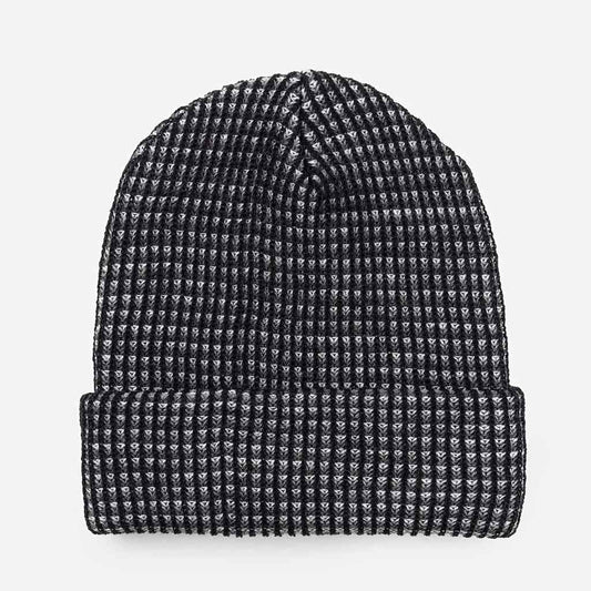 Simple Grid Knit Beanie - Black/Grey - re - souL