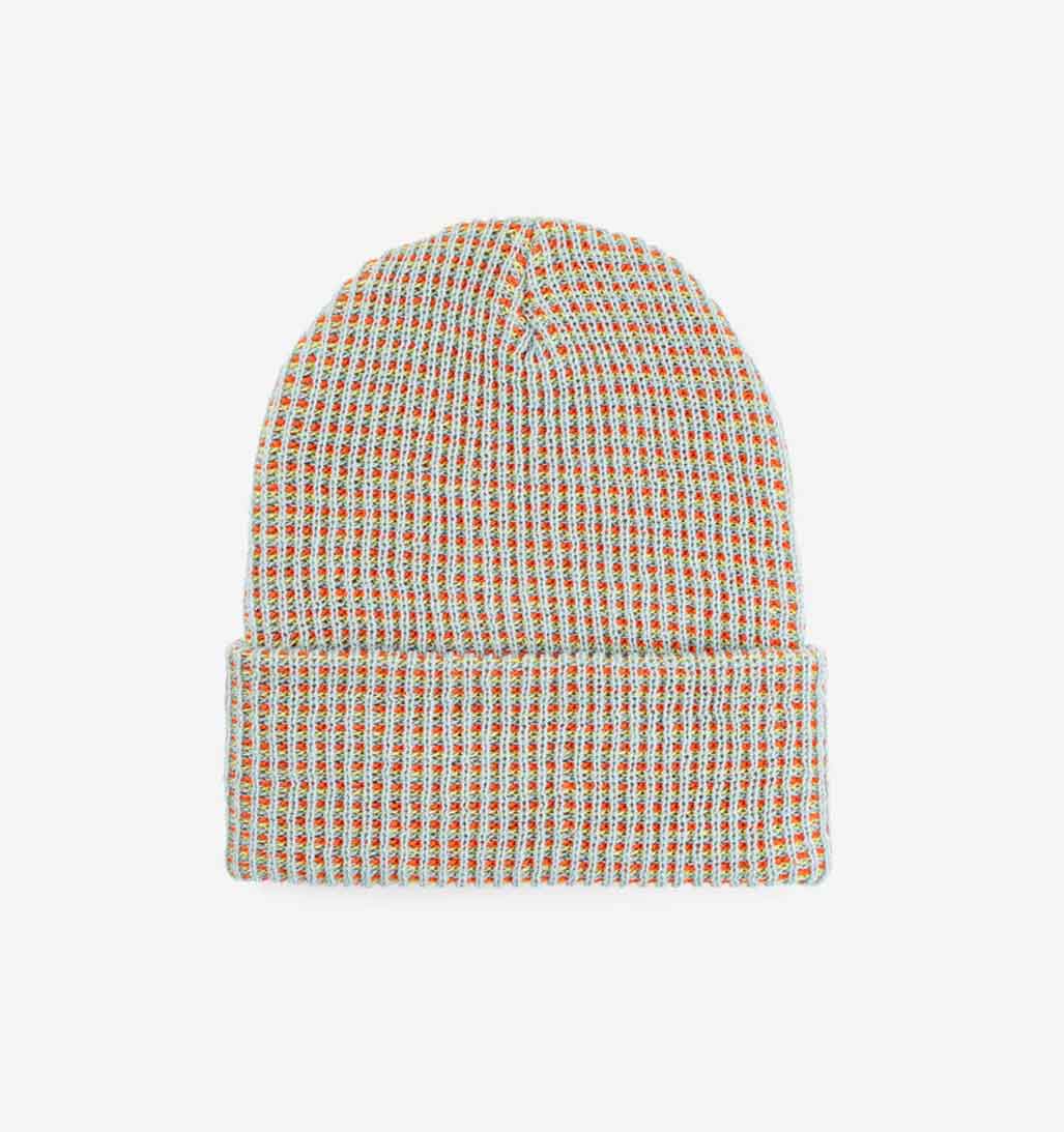 Simple Grid Knit Beanie - Stone Blue - re - souL
