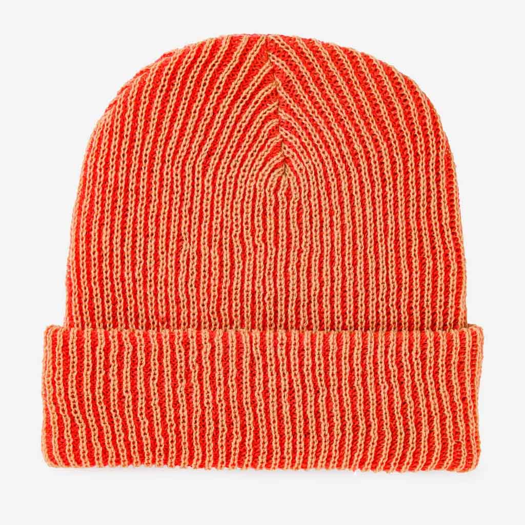 Simple Rib Knit Beanie - Camel/Poppy - re - souL