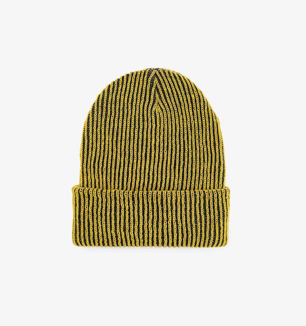 Simple Rib Knit Beanie - Golden Olive/Navy - re - souL