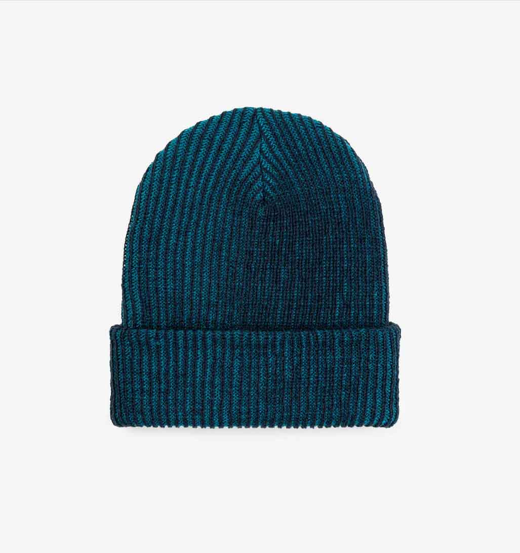 Simple Rib Knit Beanie - Navy/Teal - re - souL