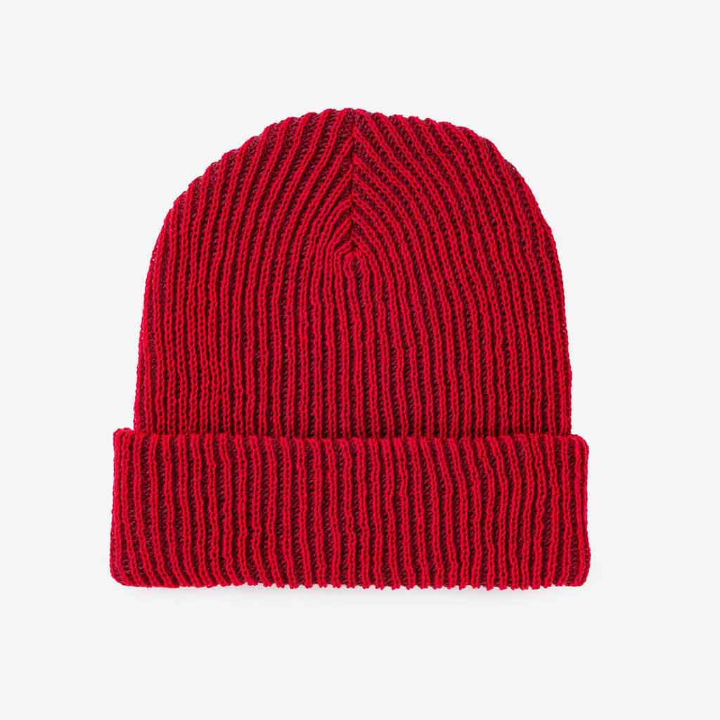 Simple Rib Knit Beanie - Ruby Red - re - souL